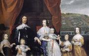 Cornelius Johnson Arthur,1st Baron Capel and his family oil on canvas